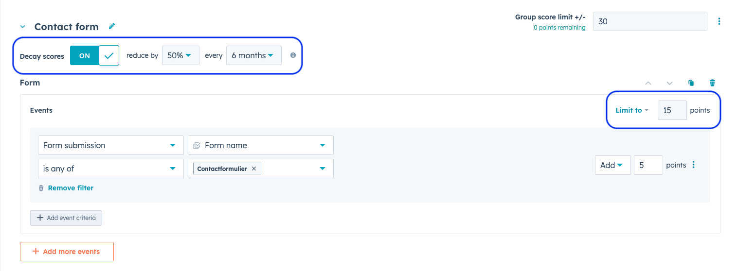 Hubspot Lead Scoring - score decays