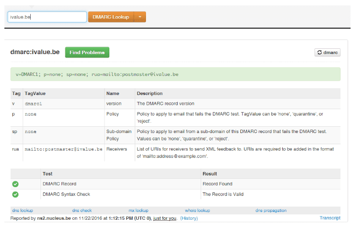 SPF, DKIM, DMARC record check
