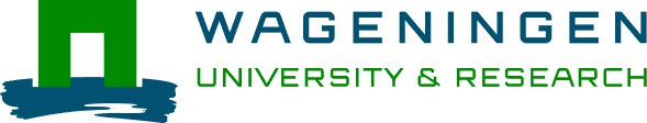 Logo of Wageningen University & Research featuring a stylized green archway above blue waves and text.