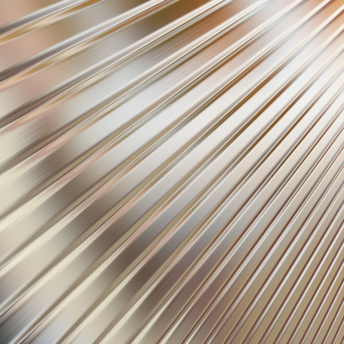 Abstract image of diagonal metallic lines with a reflective, gradient texture, creating a smooth and shiny surface effect.