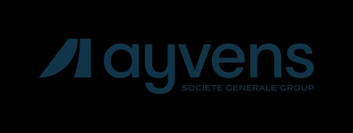 Logo with stylized text "ayvens" and smaller text "health care center" in dark blue.