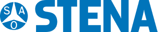 Logo with the word "STENA" in blue, featuring a circular emblem on the left displaying "SAO" and a stylized tower.